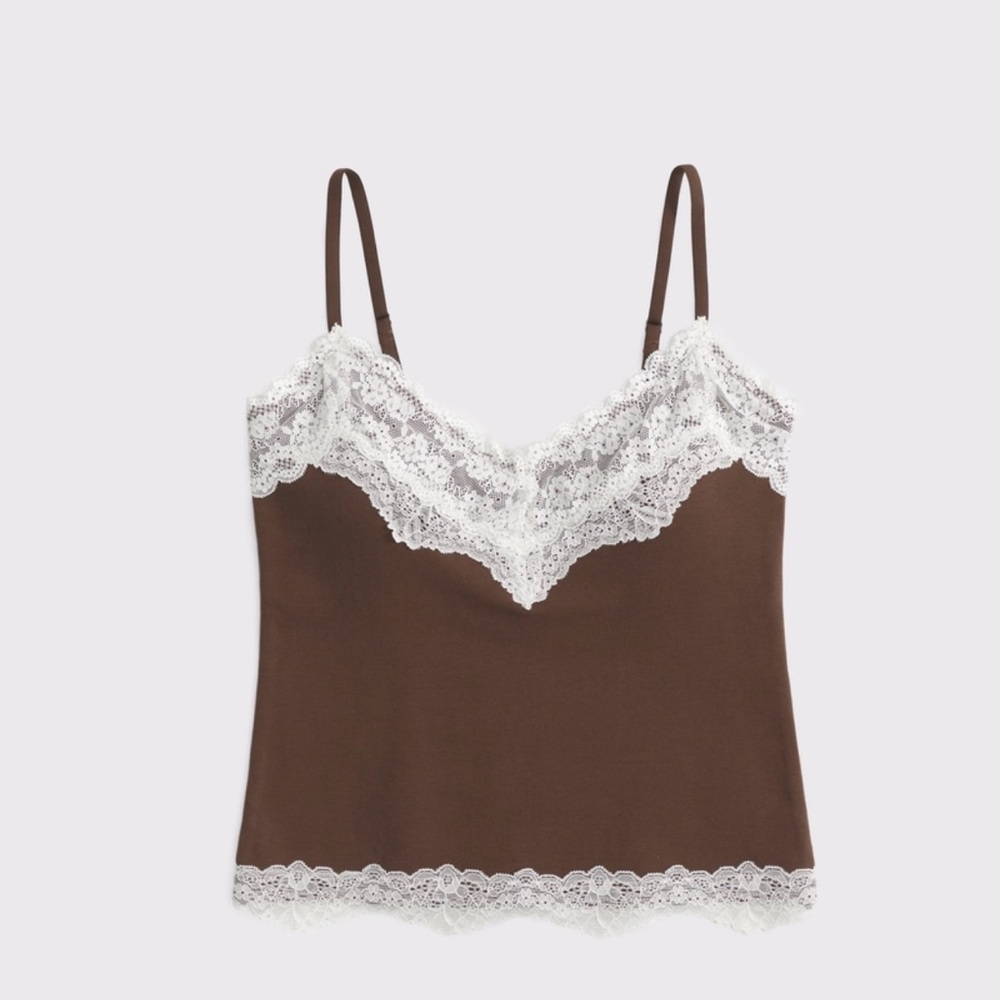 Brand new with tags! Abercrombie & Fitch Brown Lace Trim Cami